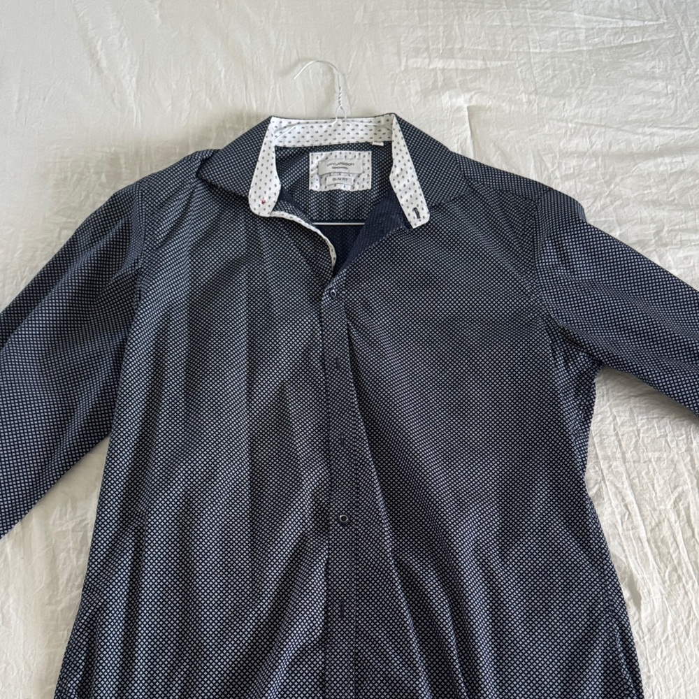 Men's Navy Blue Patterned Shirt